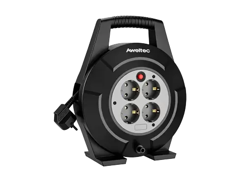 Aweltec Kabeltrommel mit 4 Steckdosen, 10 m/15 m, Schuko-Verl&auml;ngerungskabeltrommel mit thermischer Abschaltung, deutscher Standard, H05VV-F 3G1,5, 3200 W