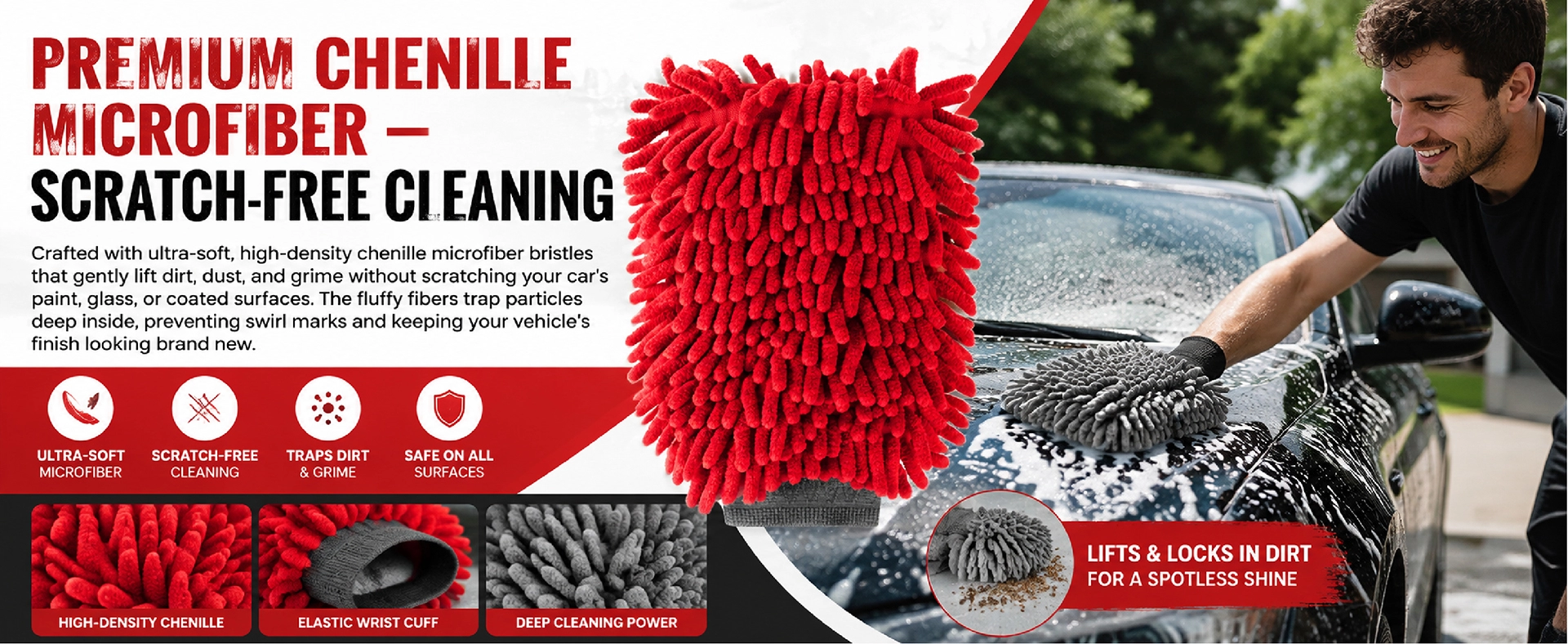 Allroad 7er-Pack Mikrofaser-Chenille-Waschhandschuh