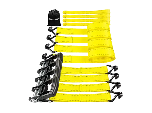 AWELCRAFT Ratschengurte, 4 St&uuml;ck, 4500 lbs, 1,5"x15' Doppel-J-Haken, weiche Schlaufen