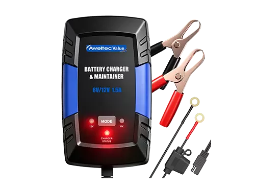 Aweltec 6V/12V Batterieladeger&auml;t 800mA Smart Maintainer f&uuml;r Auto-Motorrad-Rasenm&auml;her